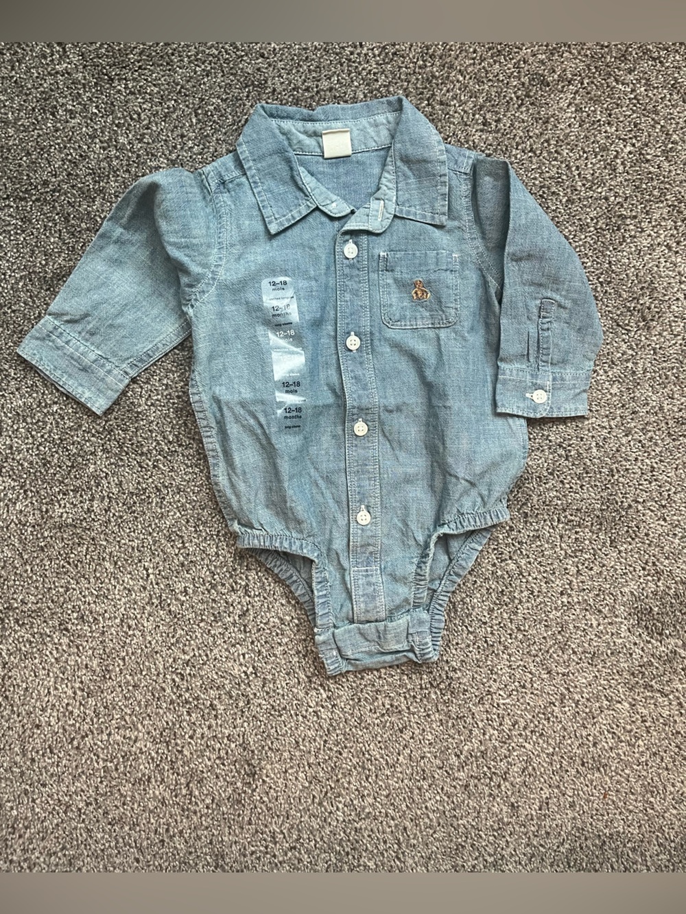GAP Light Blue Chambray Button-Down Onesie